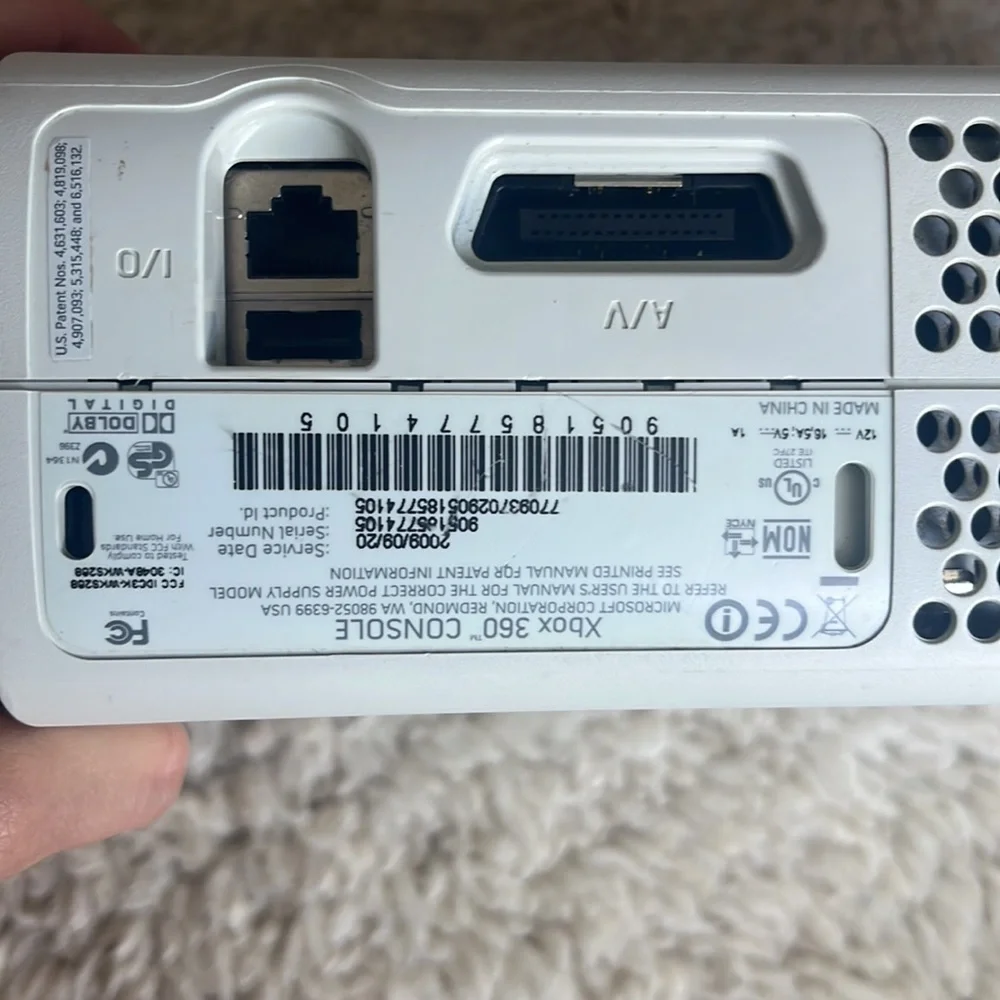 Xbox 360 console and cords with battery and controller